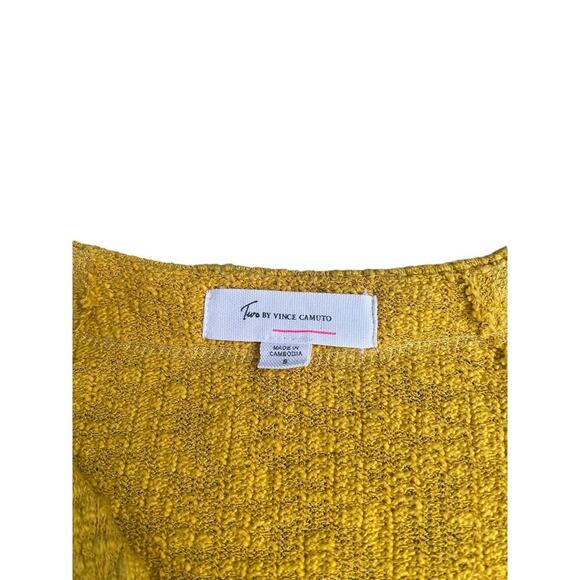 Vince Camuto Yellow Cotton Ragged Cardigan Top Size Small - Picture 3 of 3